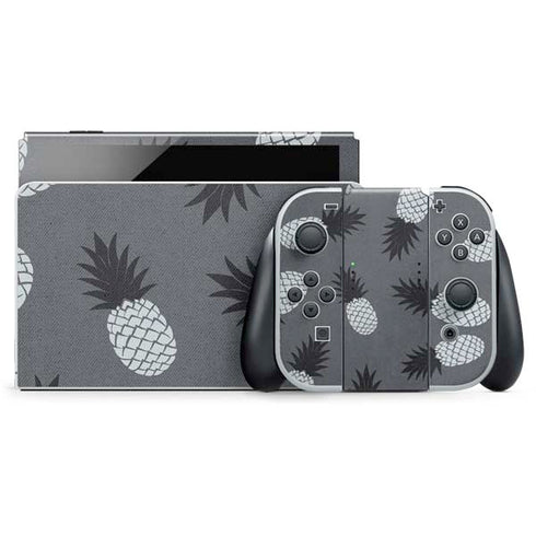 Black and White Pineapples Nintendo Switch OLED (2021) Skin